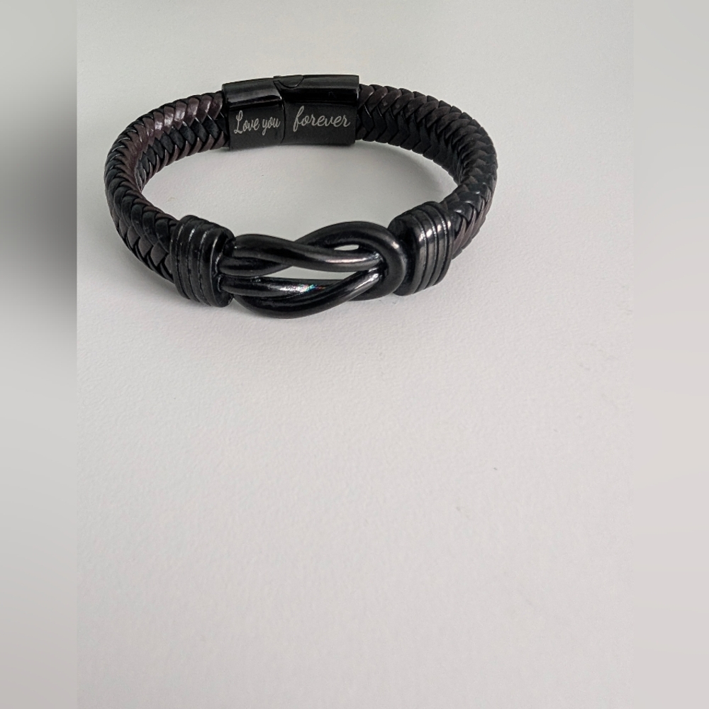 Black Braided Bracelet with Infinity Knot